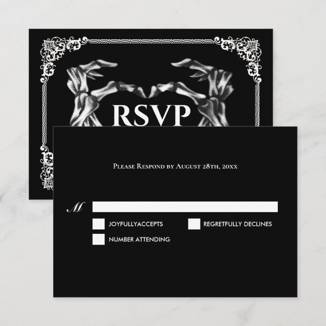 Dark Gothic Halloween Wedding RSVP Card (Front/Back)