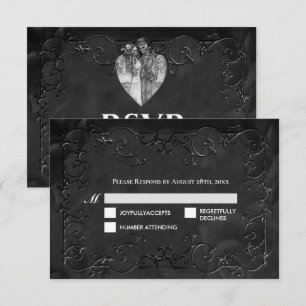 Dark Gothic Halloween Wedding RSVP Card