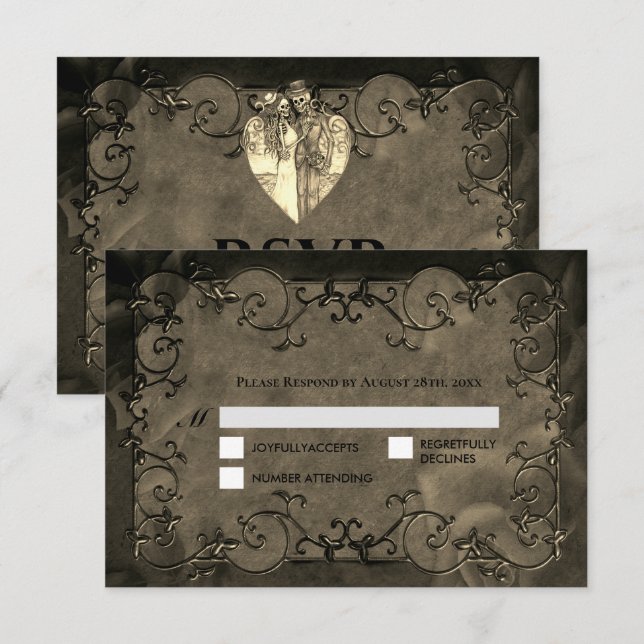Dark Gothic Halloween Wedding RSVP Card (Front/Back)