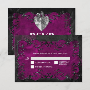 Dark Gothic Halloween Wedding RSVP Card