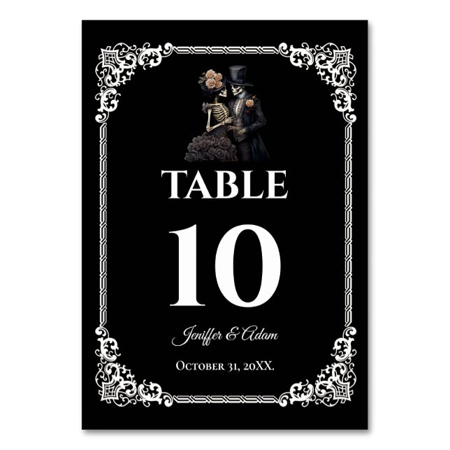 Dark Gothic Halloween Wedding Table number (Front)