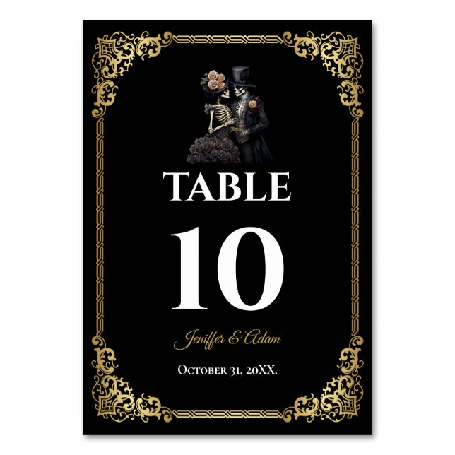Dark Gothic Halloween Wedding Table number (Front)