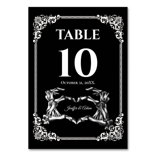 Dark Gothic Halloween Wedding Table number (Front)