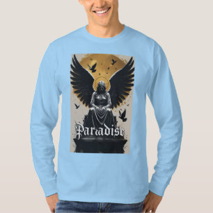 Dark Gothic Heaven Design with Halo & Wings T-Shirt