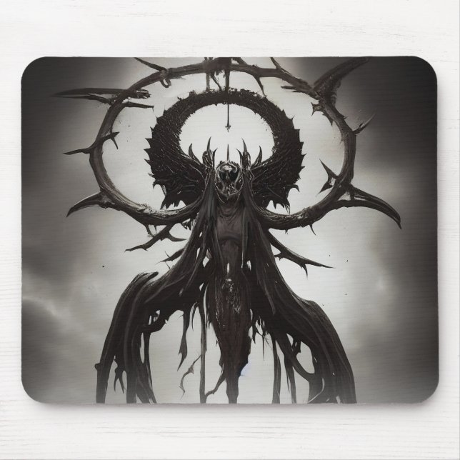 Dark Gothic Horror Art: Dark Omen Horizontal Mouse Pad (Front)