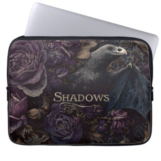 Dark Gothic Illustration of Bird-Bat Creature Laptop Sleeve