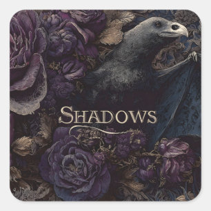 Dark Gothic Illustration of Bird-Bat Creature Square Sticker