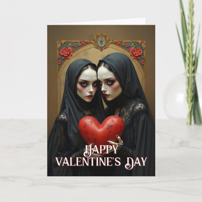 Dark Gothic Lovers with Crimson Heart Card (Front)