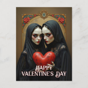 Dark Gothic Lovers with Crimson Heart Postcard