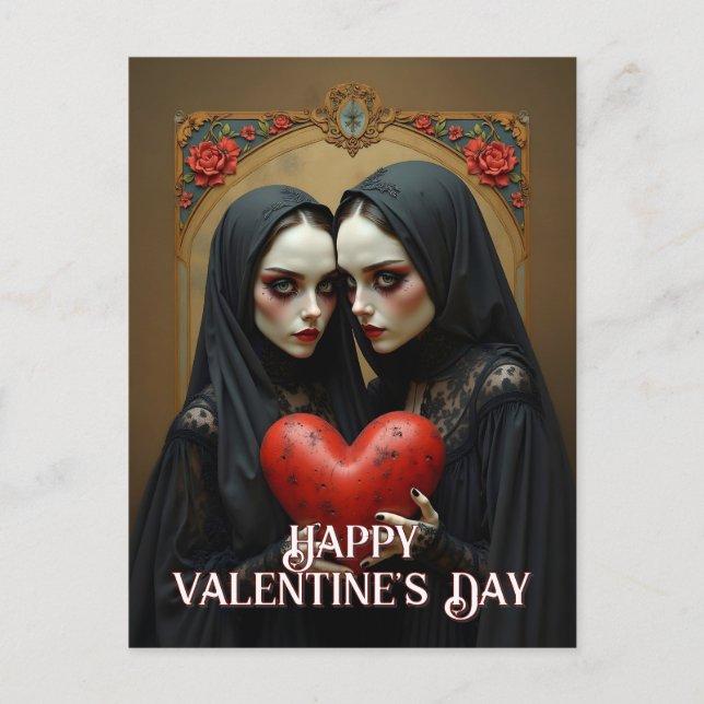 Dark Gothic Lovers with Crimson Heart Postcard (Front)