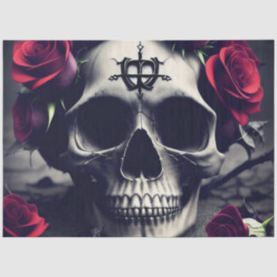 Dark Gothic Macabre Rose Skull Tissue Paper
