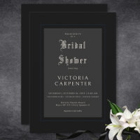 Dark Gothic Minimal Black & Blue Bridal Shower