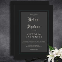 Dark Gothic Minimal Black & Teal Bridal Shower
