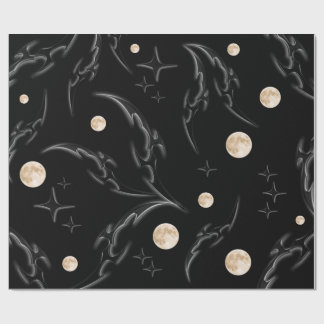 Dark Gothic Moon & Stars Wrapping Paper 