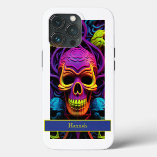 Dark Gothic Neon Colourful Skull iPhone 13 Pro Case