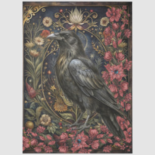 Dark Gothic Raven Floral Abstract Art Tissue Paper