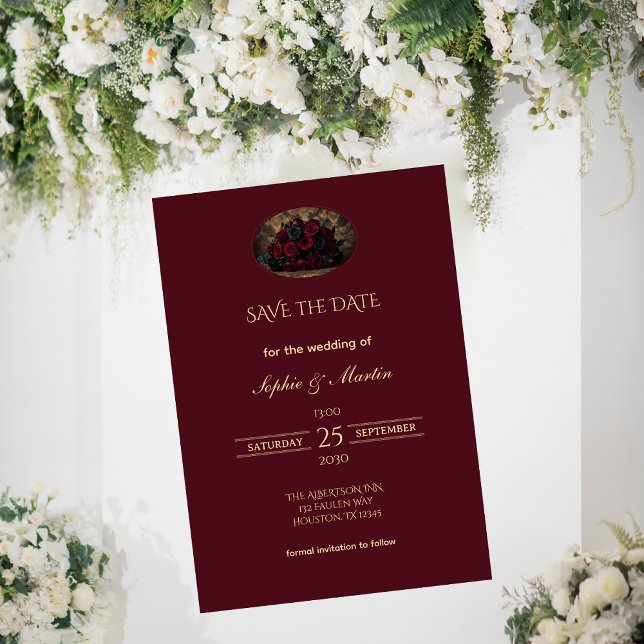 Dark Gothic Romance Burgundy Save the Date (Creator Uploaded)