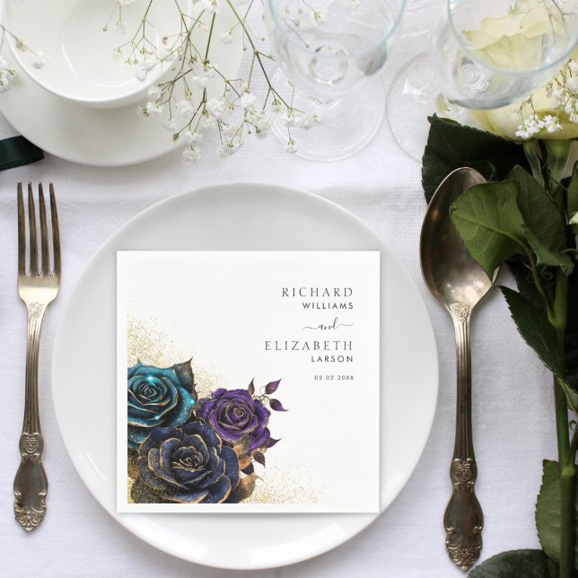  Dark Gothic Rose Glitter Wedding Napkin (Creator Uploaded)