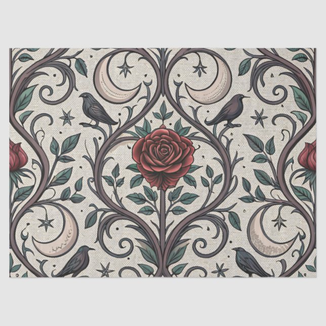 Dark Gothic Rose Pattern (1) Tissue Paper (Front)