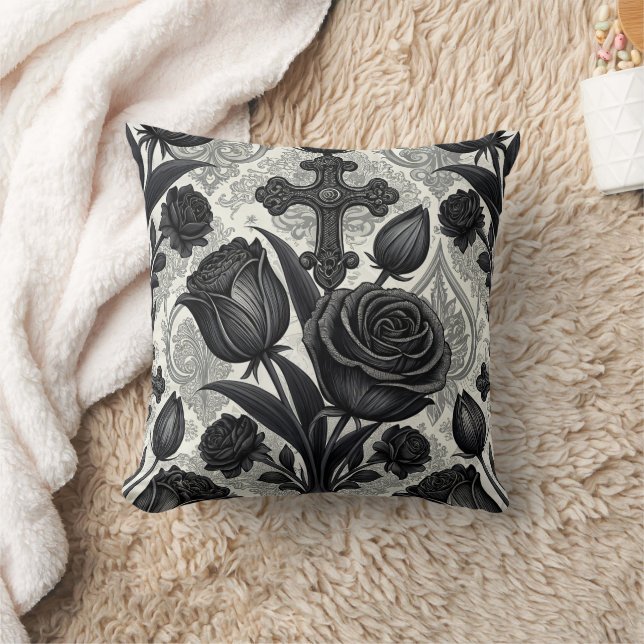 Dark Gothic Rose Pattern (2) Cushion (Blanket)