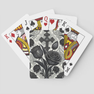 Dark Gothic Rose Pattern (2) Playing Cards
