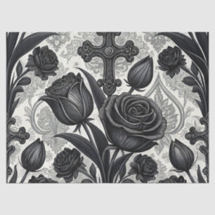 Dark Gothic Rose Pattern (2) Tissue Paper