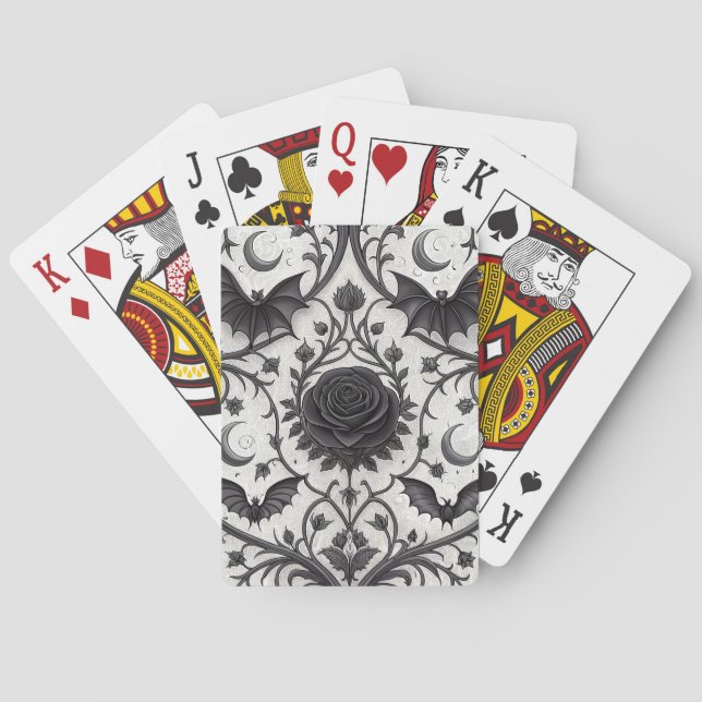 Dark Gothic Rose Pattern (3) Playing Cards (Back)