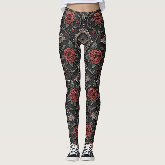 Dark Gothic Rose Pattern (4) Leggings (Front)