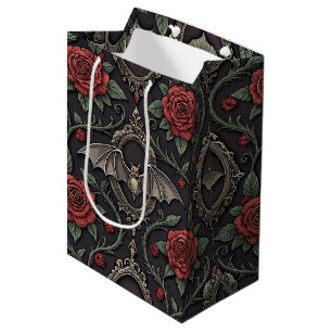 Dark Gothic Rose Pattern (4) Medium Gift Bag