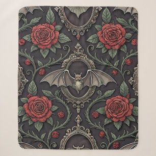Dark Gothic Rose Pattern (4) Sherpa Blanket