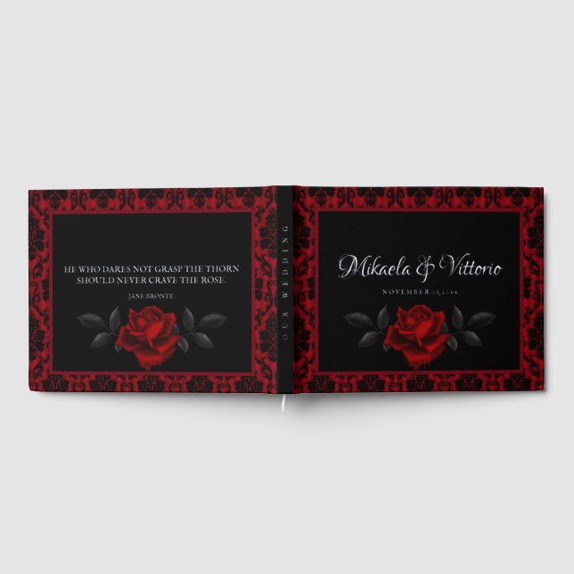 Dark Gothic Rose Wedding Guest Book (Full)