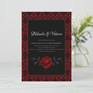 Dark Gothic Rose wedding Invitation