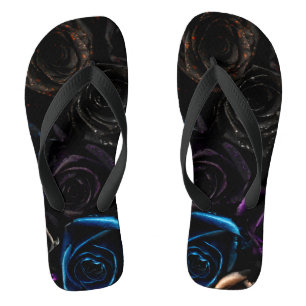 Dark Gothic Roses Velvet Floral Texture Pattern Jandals