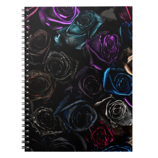 Dark Gothic Roses Velvet Floral Texture Pattern Notebook (Front)