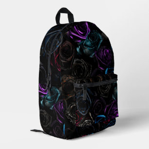 Dark Gothic Roses Velvet Floral Texture Pattern Printed Backpack