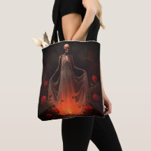 Dark Gothic Skeleton Bride Tote Bag – Spooky Weddi