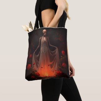 Dark Gothic Skeleton Bride Tote Bag – Spooky Weddi