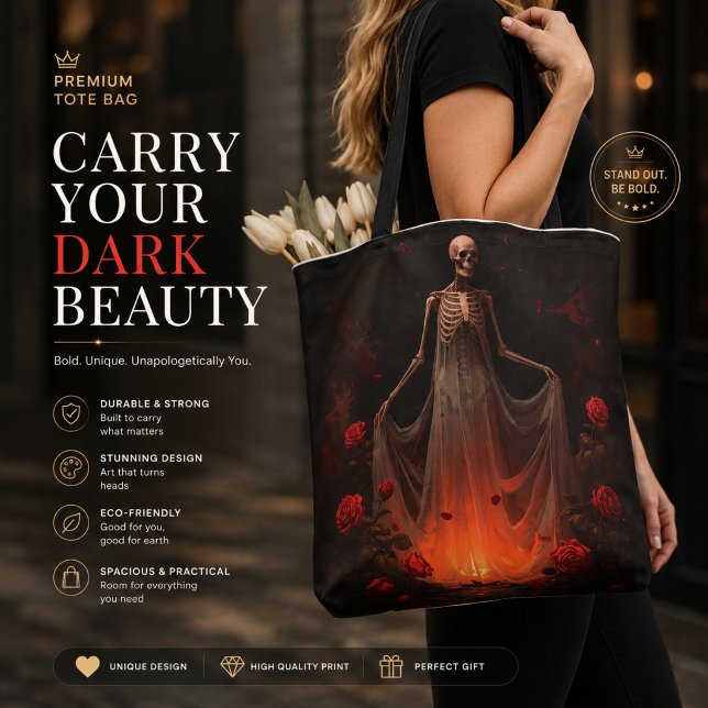 Dark Gothic Skeleton Bride Tote Bag – Spooky Weddi (Creator Uploaded)