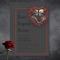 Dark Gothic Skeleton Couple Black Bridal Shower