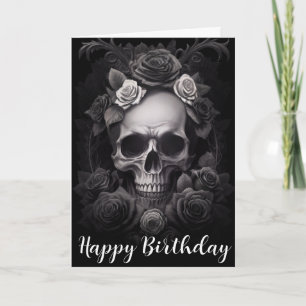 Dark Gothic Skull and Roses Mural Card