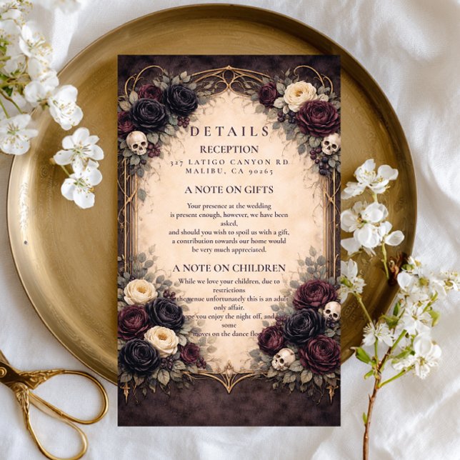 Dark Gothic Skull Floral Wedding Enclosure Card (Creator Uploaded)