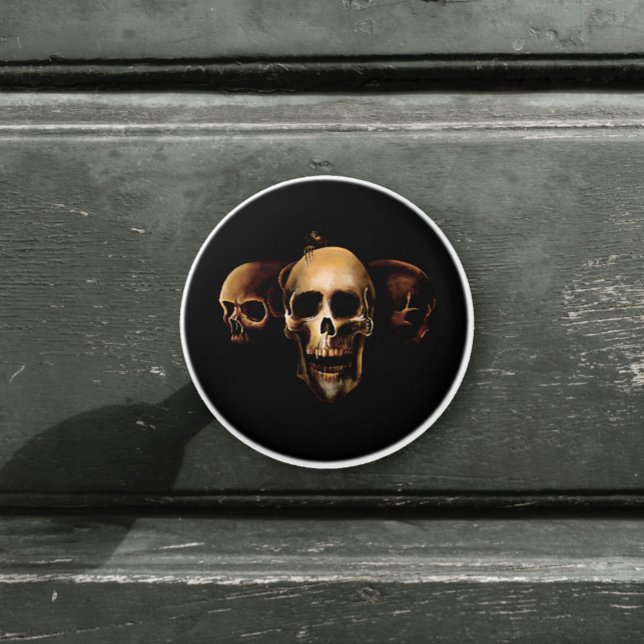 Dark Gothic Skulls Human Black Trio Creature Ceramic Knob (Creator Uploaded)