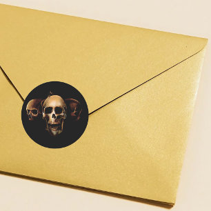 Dark Gothic Skulls Human Black Trio Creature Classic Round Sticker