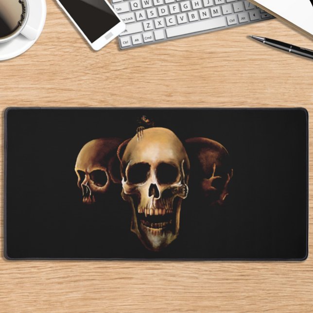 Dark Gothic Skulls Human Black Trio Creature Desk Mat (Creator Uploaded)
