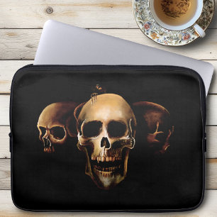 Dark Gothic Skulls Human Black Trio Creature Laptop Sleeve