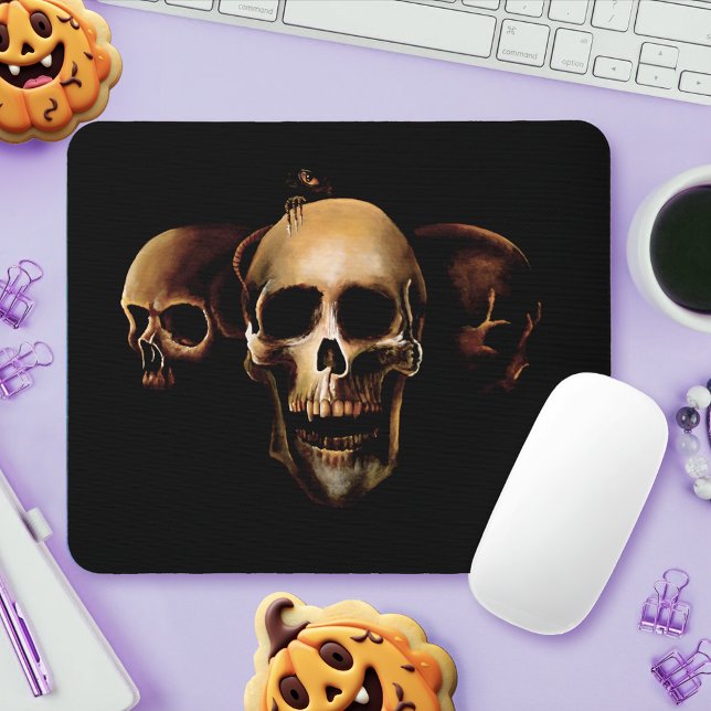 Dark Gothic Skulls Human Black Trio Creature Mouse Pad (Creator Uploaded)