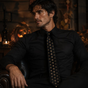 Dark Gothic Skulls Human Black Trio Creature Tie