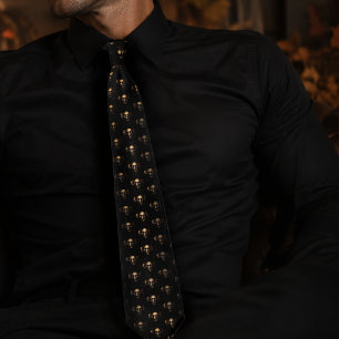Dark Gothic Skulls Human Black Trio Creature Tie