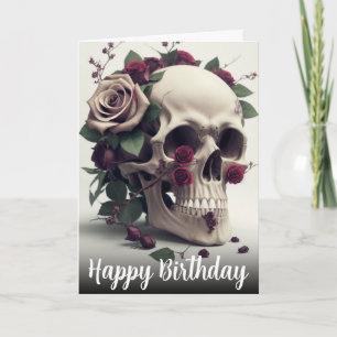 Dark Gothic Somber Melancholy Skull and Roses Card