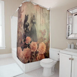 Dark Gothic Victorian Rose Portrait Shower Curtain